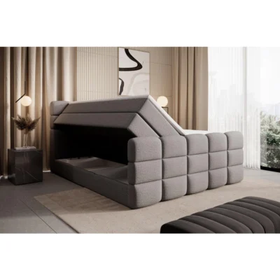 wonello Boxspringbett CARENZO 2 in Anthrazit, Liegefläche 160x200 cm – mit Bettkasten, Taschenfederkern